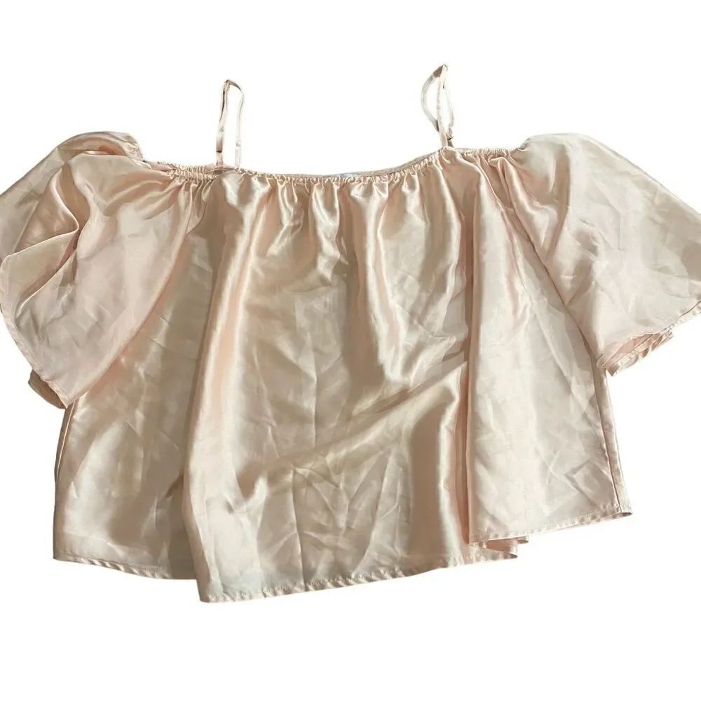 Halston large Blush Pink Butterfly Sleeve Blouse